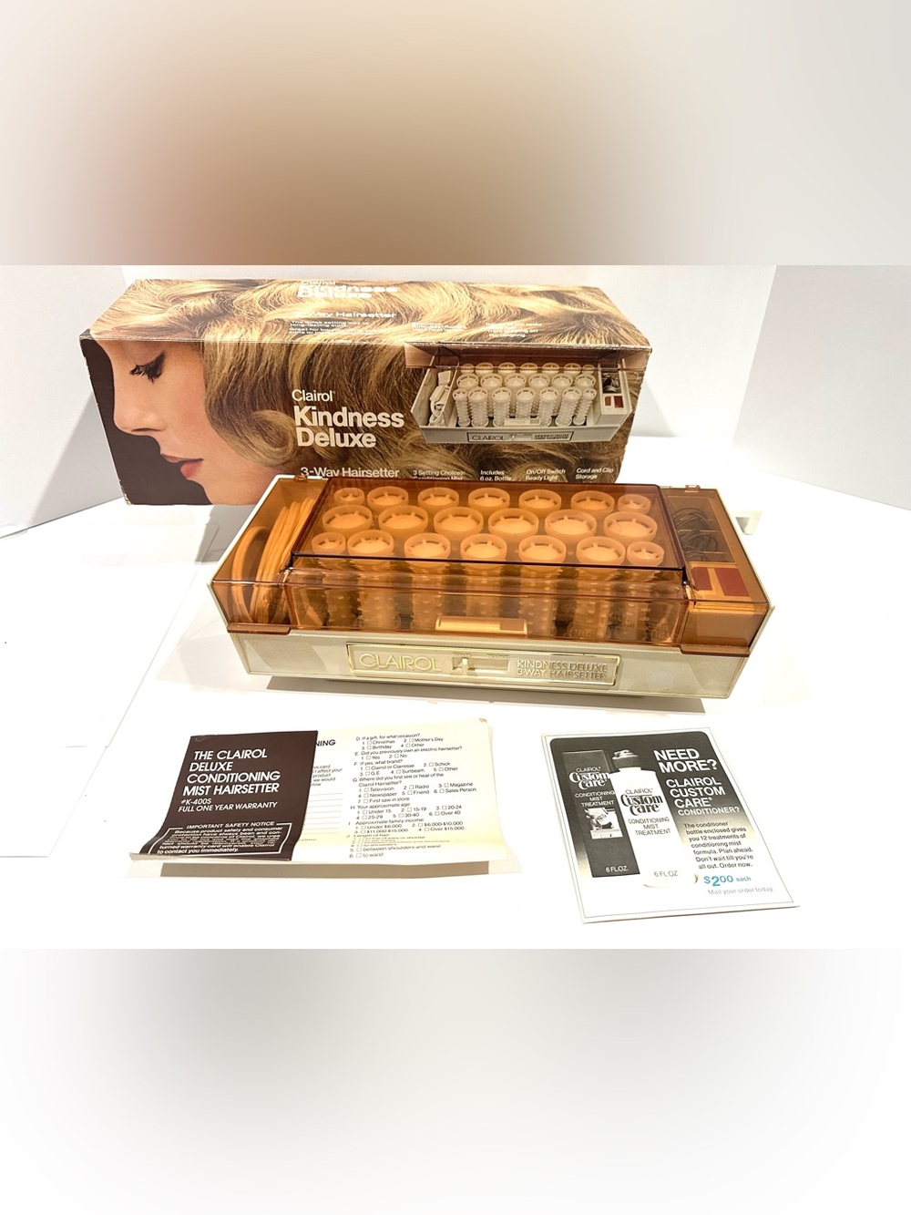 Vtg CLAIROL Kindness Deluxe 3-Way Hairsetter Hot Rollers K 400S w/Clips & Box